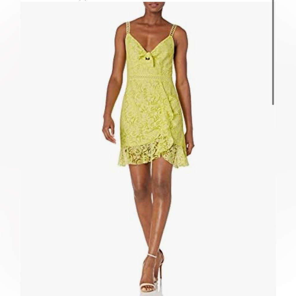 ASTR The Label Joey Lace Tie Knot Yellow Short Mini Dress Size L
